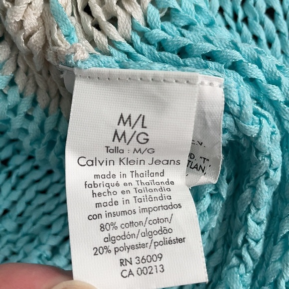 Women's Calvin Klein Jeans Striped Knitted Sweater Short Sleeve Top Medium/Large - Picture 11 of 12